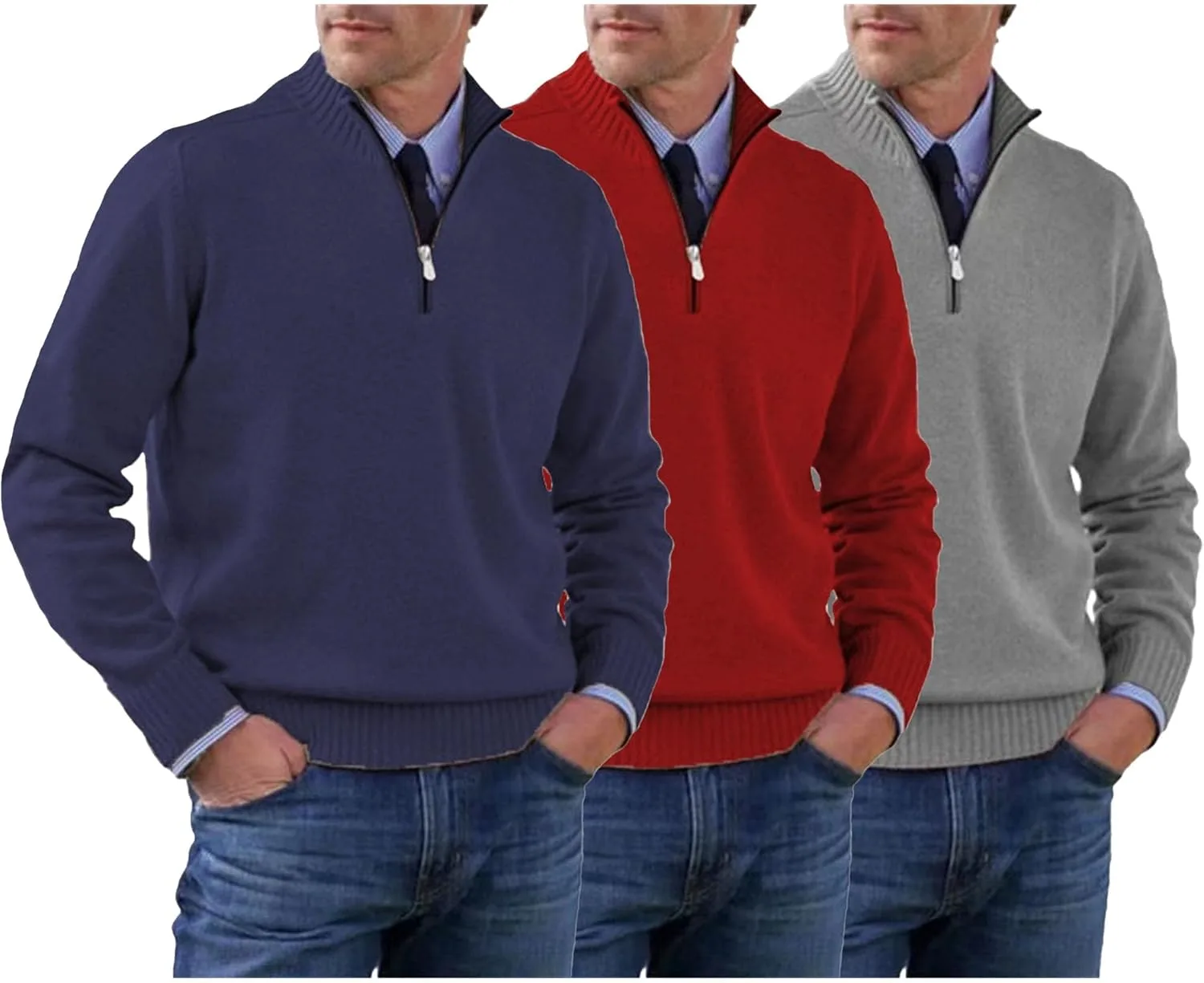 

Мужской полузастегивающийся свитер-поло slim fit SWJGLITTR