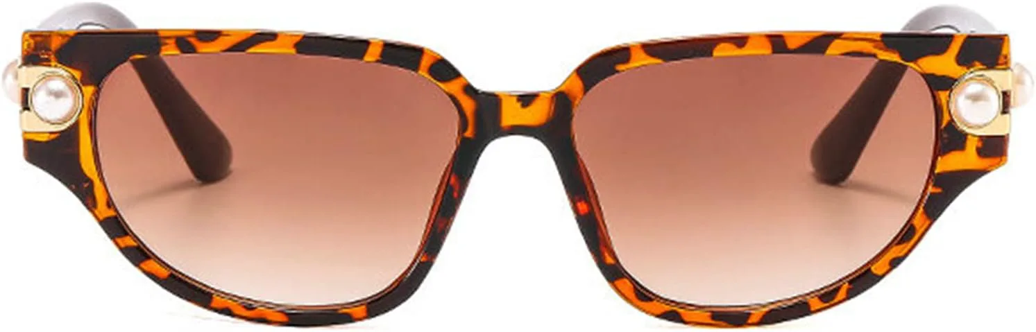 

Willochra Модные черные жемчужные солнцезащитные очки для женщин Милые очки «кошачий глаз» Солнцезащитные очки конфетных цветов для вечеринок, 2pcs-black&leopard