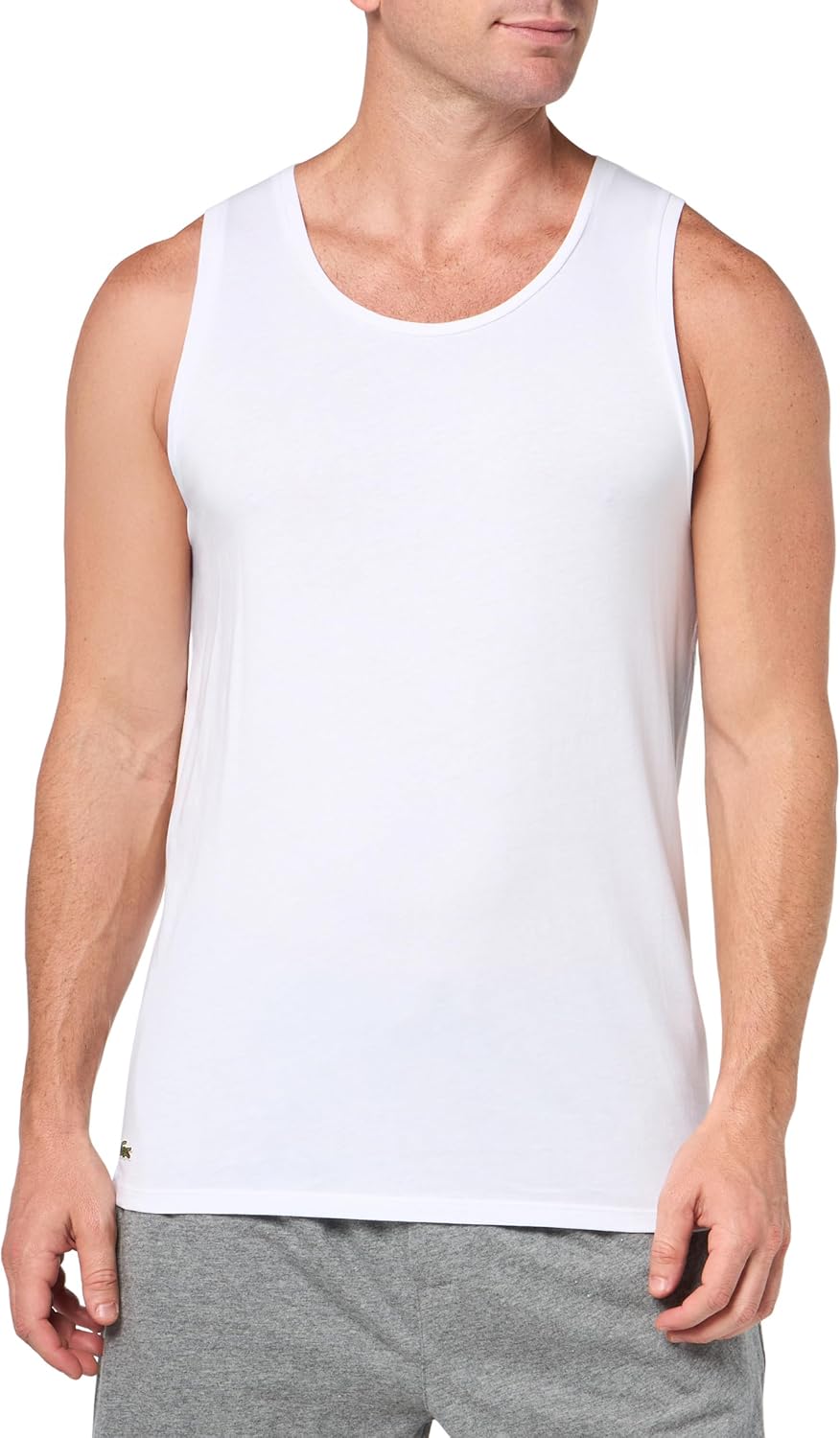 Lacoste мужская майка-борцовка 100% хлопок slim fit набор из 3 штук, White — фото 2