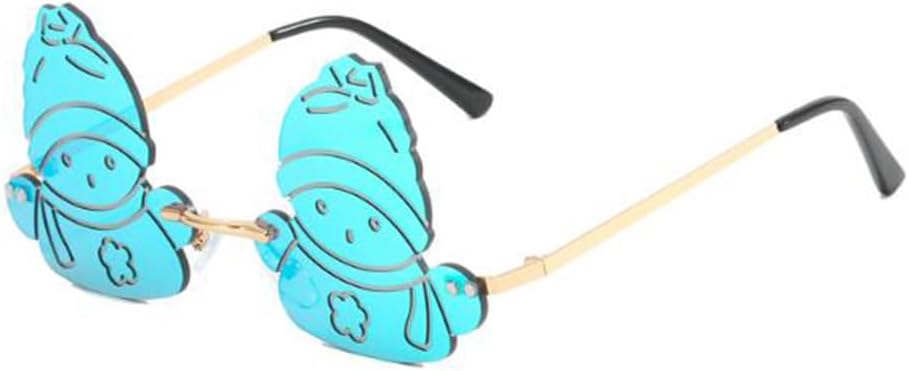 

Солнцезащитные очки без оправы в форме мультяшного снеговика, оригинальные, необычные, для вечеринок, забавные очки для женщин и мужчин Weloveushop, C5 Gold Framed Green Flakes