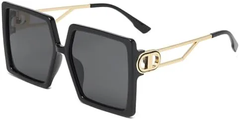 

Женские солнцезащитные очки большого размера 2027 года, модные квадратные очки для женщин, прямоугольные очки, защита от ультрафиолета UV400 MTZJH, Black