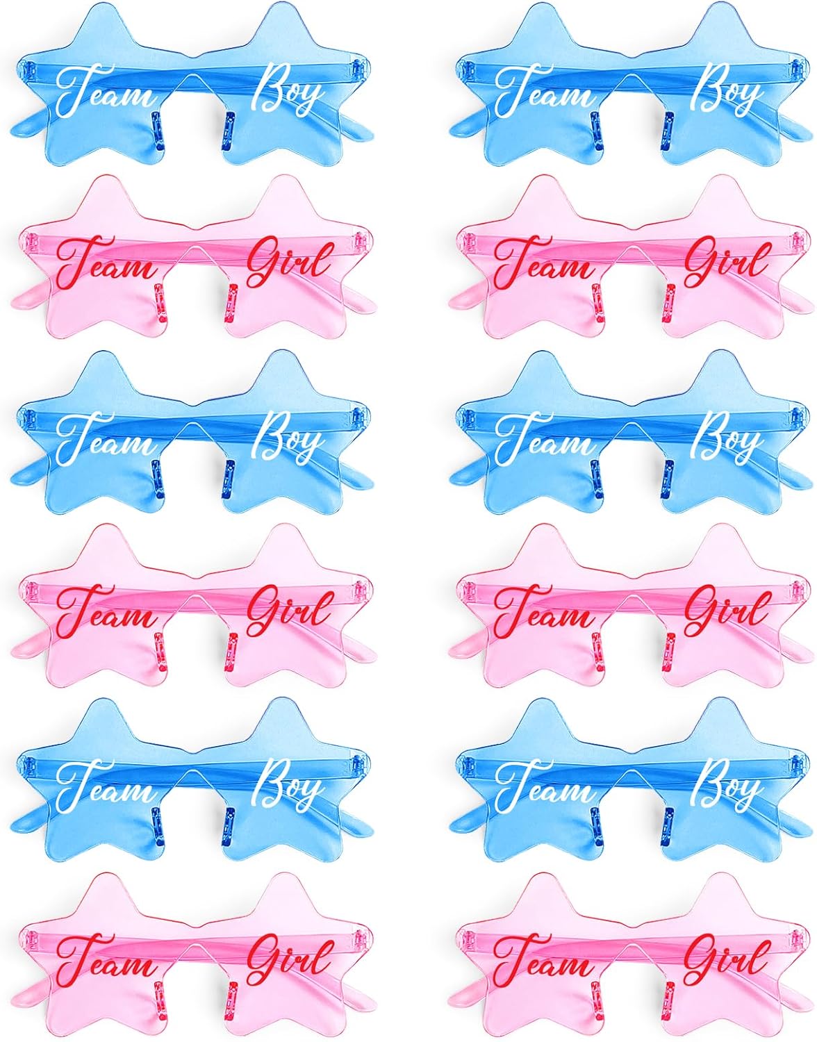 

Pibupibu 12 шт. Очки для определения пола ребенка, голубые и розовые солнцезащитные очки, оптом, для команды «девочка» или «мальчик», для украшения вечеринки по определению пола ребенка, сувениры для вечеринки, Star