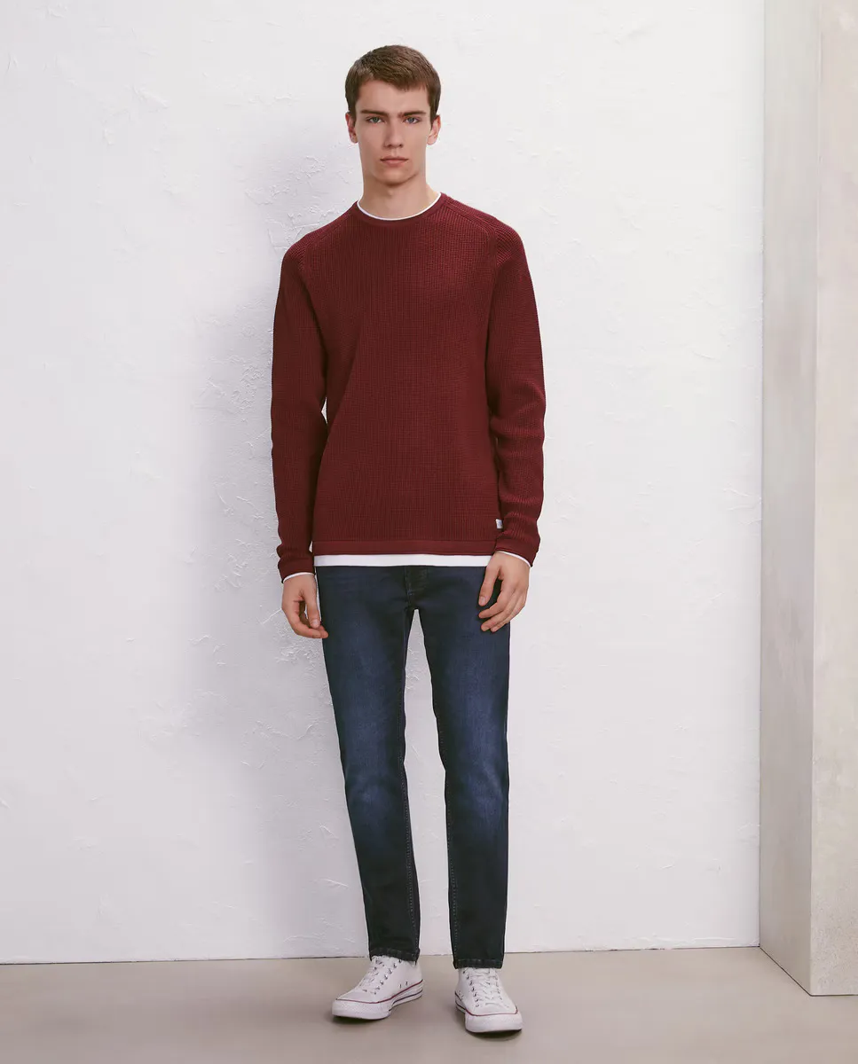 

Мужской свитер со структурой Easy Wear, цвет Granate
