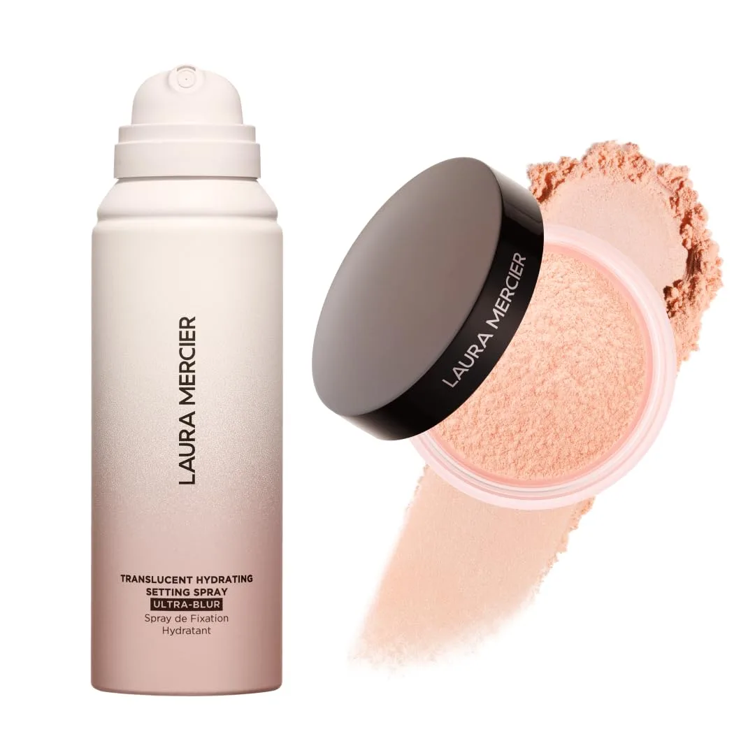 Laura Mercier Secret Brightening Under-Eye Loose Setting Powder и Translucent Hydrating Setting Spray Ultra-Blur, набор
