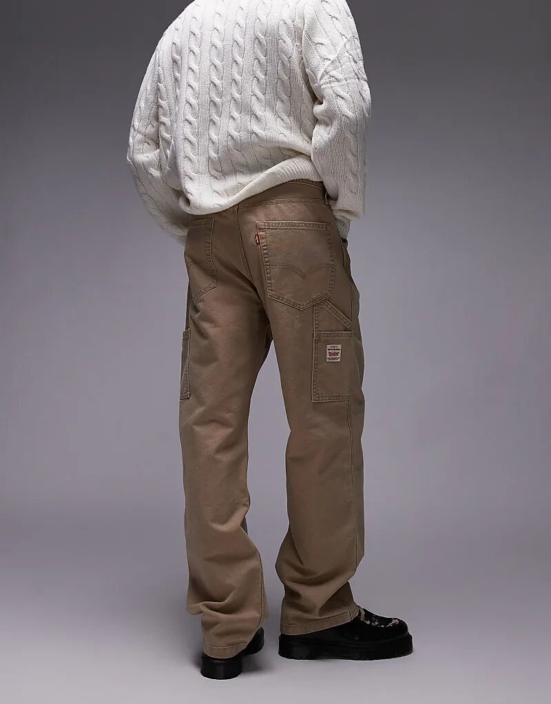 

Свободные прямые холщовые брюки-плотники Levi's Workwear унисекс, коллекция 568, бежевый цвет