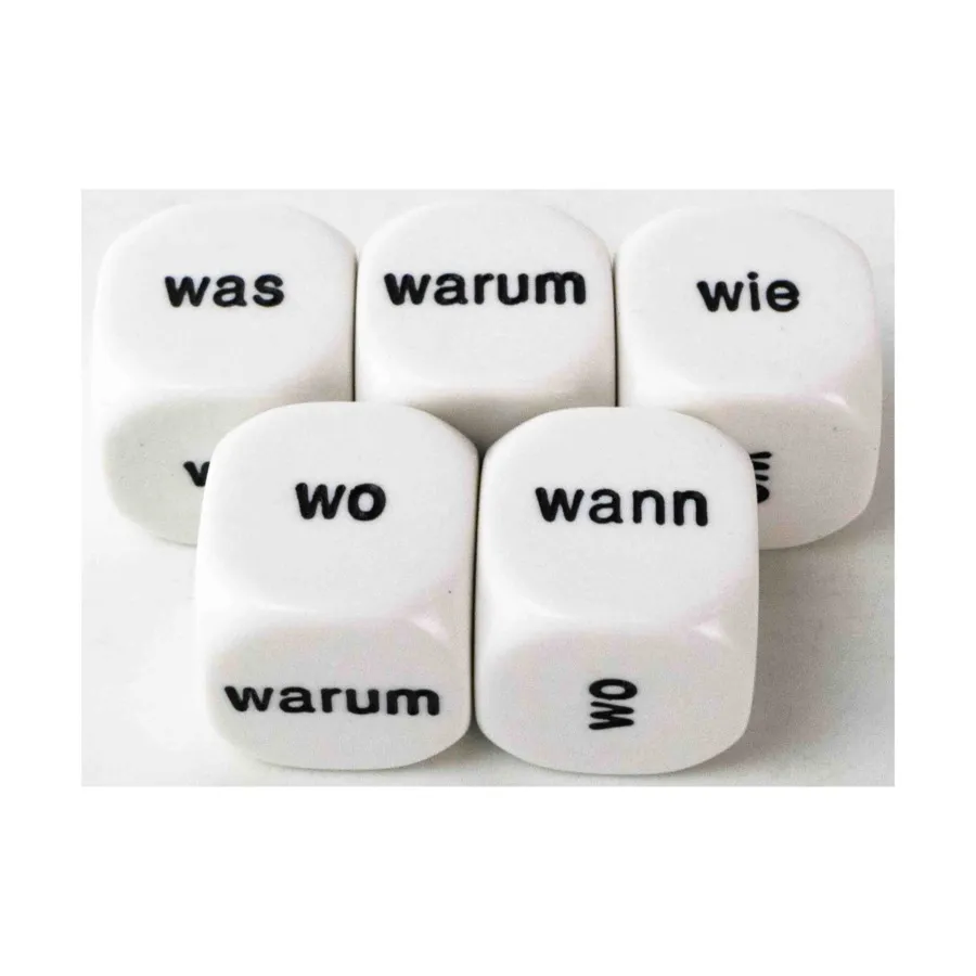 

d6 20 мм Вопросительные слова - немецкий (5), Dice - Foreign Language Dice