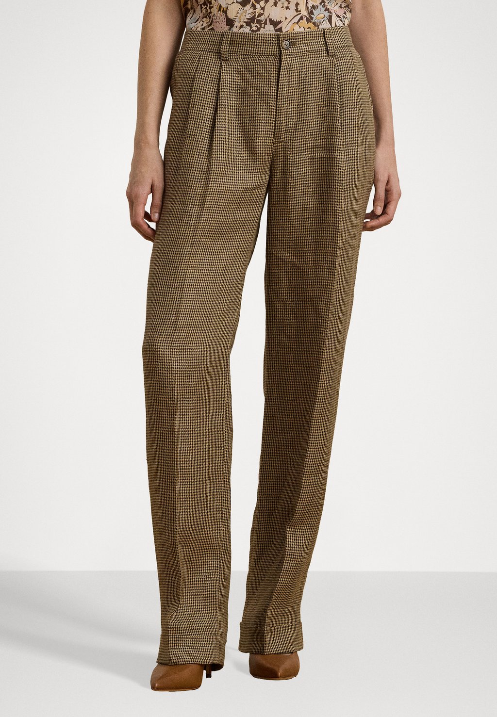 

Брюки HOUNDSTOOTH PLEATED TWILL PANT Lauren Ralph Lauren, коричневый