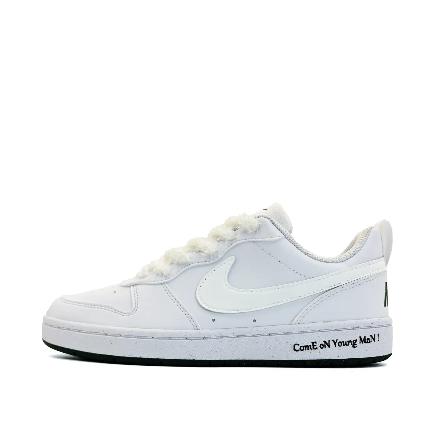 

Nike Скейтерские кроссовки Court Borough Pure White Fantasy нескользящие устойчивые к истиранию белые детские