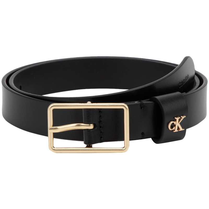 

Calvin Klein Ремень женский из переработанной кожи шириной 2.5 см, YIH-Space Black/Antique Gold