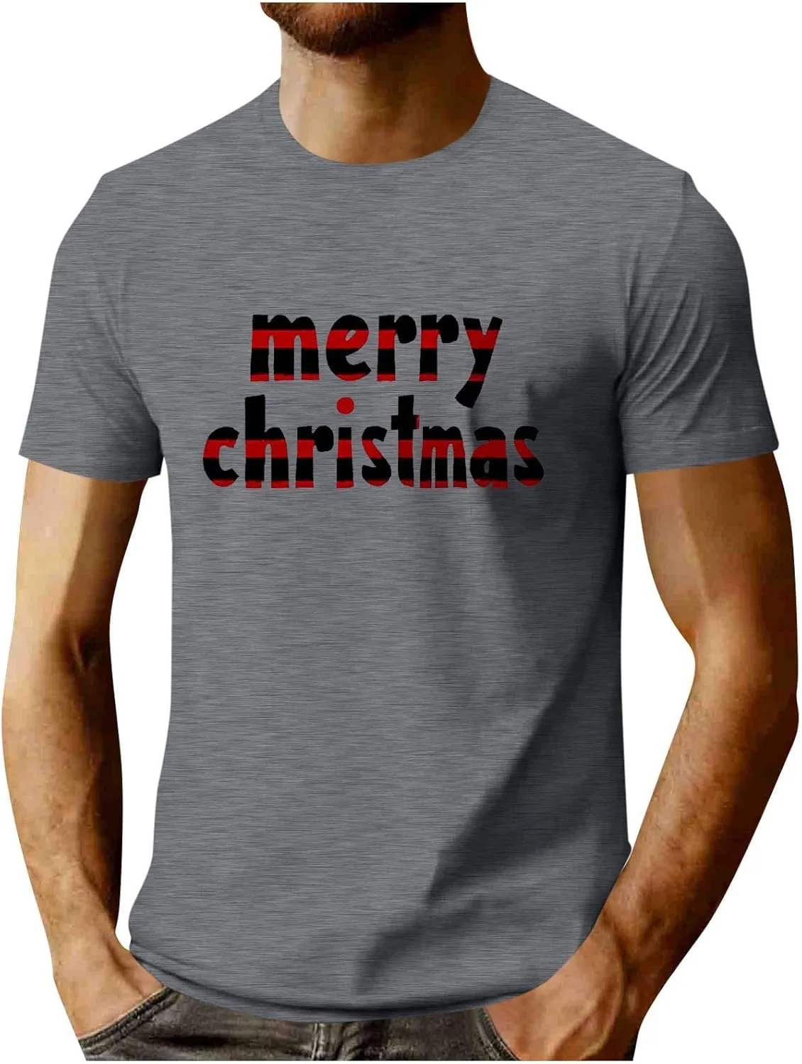 

Мужская футболка с новогодним принтом Merry Christmas, короткий рукав