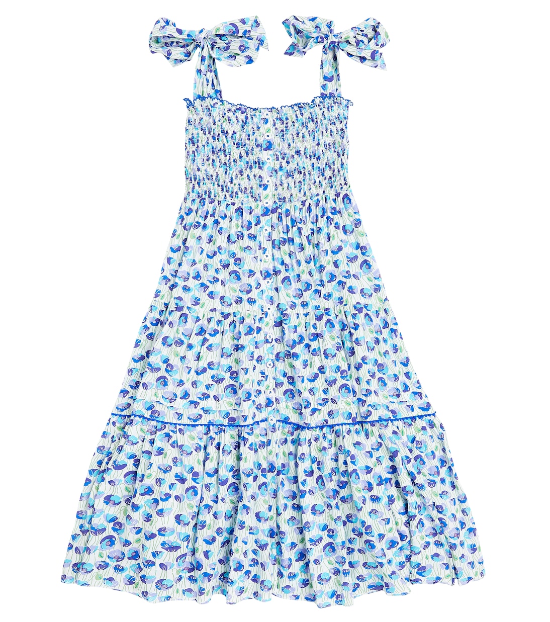 

Платье Trini с принтом и сборками Poupette St Barth Kids, White Blue Alamy Awe