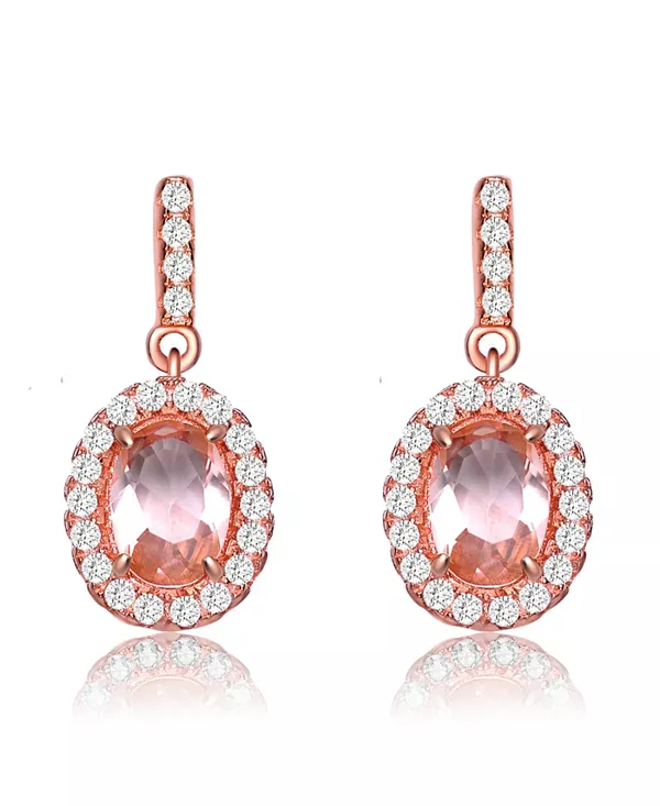 

Серьги из 18-каратного розового золота с круглыми фианитами цвета шампанского Genevive, pink
