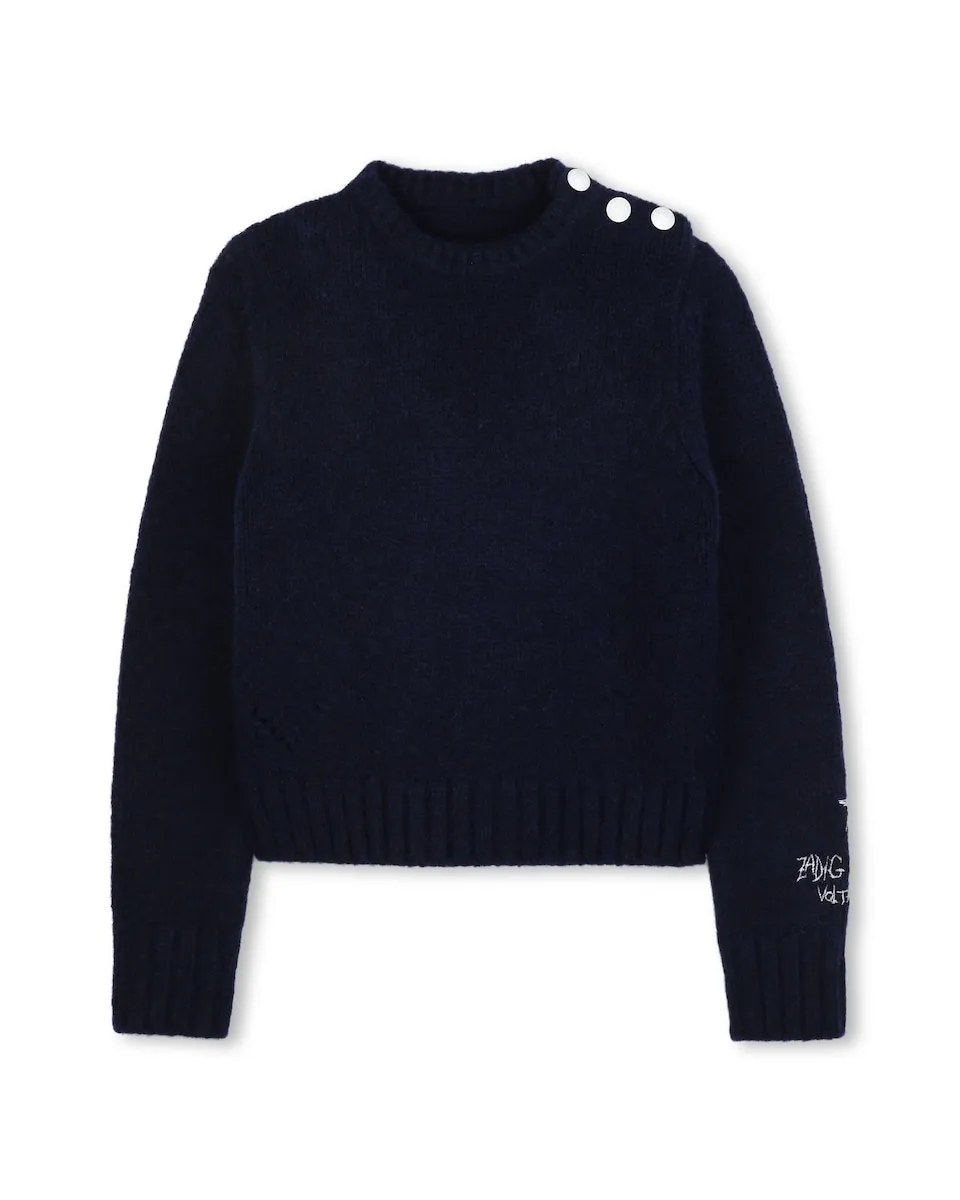 

Синий джемпер для девочки с длинным рукавом Zadig & Voltaire