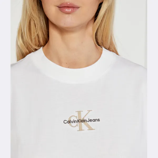 Футболка монолог стандартного кроя Calvin Klein, бежевый — фото 4