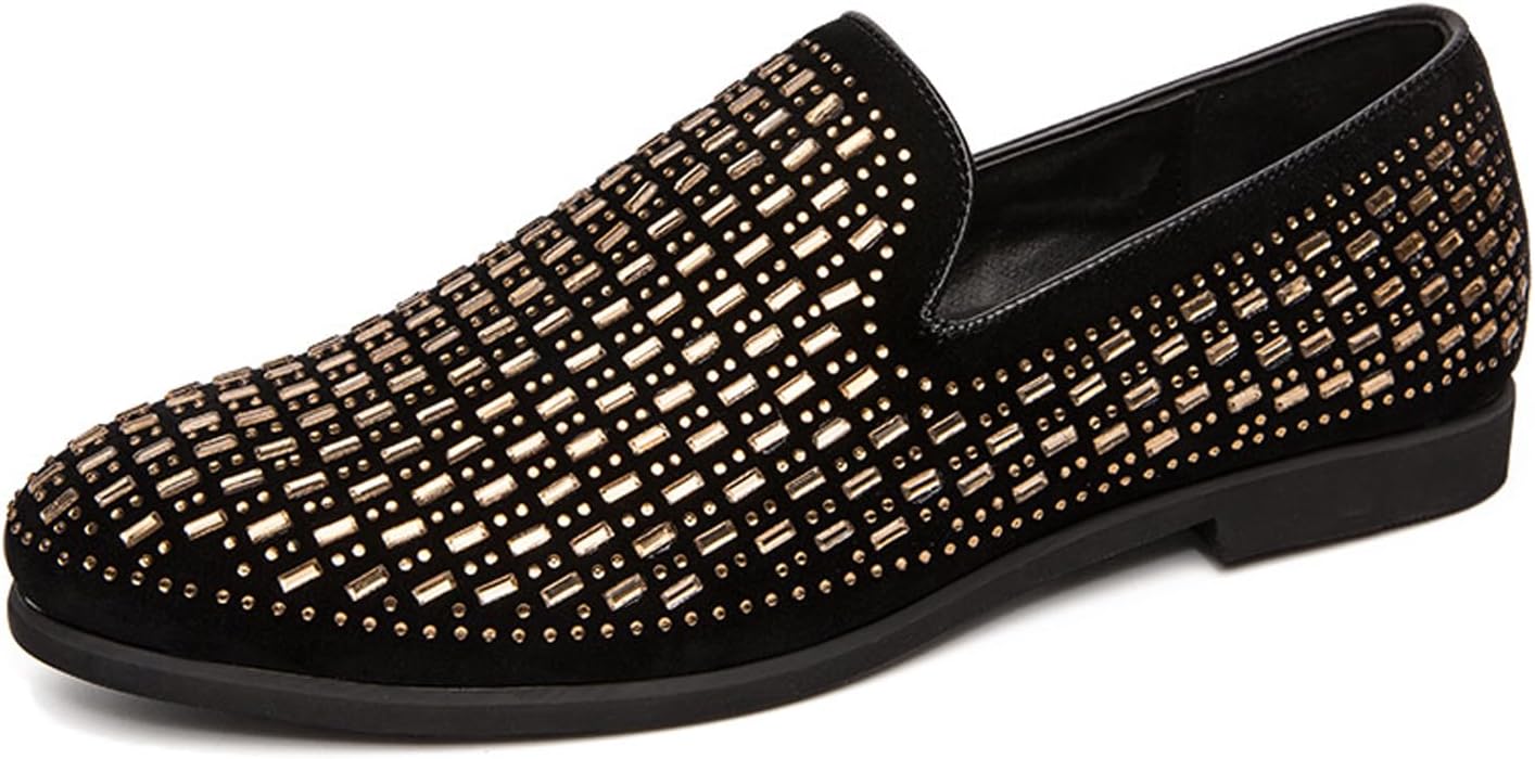 

Мужские лоферы с пайетками с заостренным носком, легкие и плоские, повседневные, дышащие, удобные, с нескользящей подошвой, без шнурков, вождения и ежедневной носки Uzujbaa, золотой