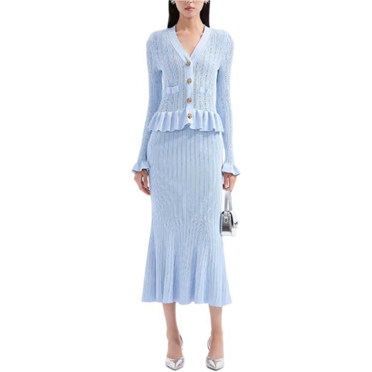 

Self-portrait Женское платье с длинными рукавами Self portrait в цвете haze blue