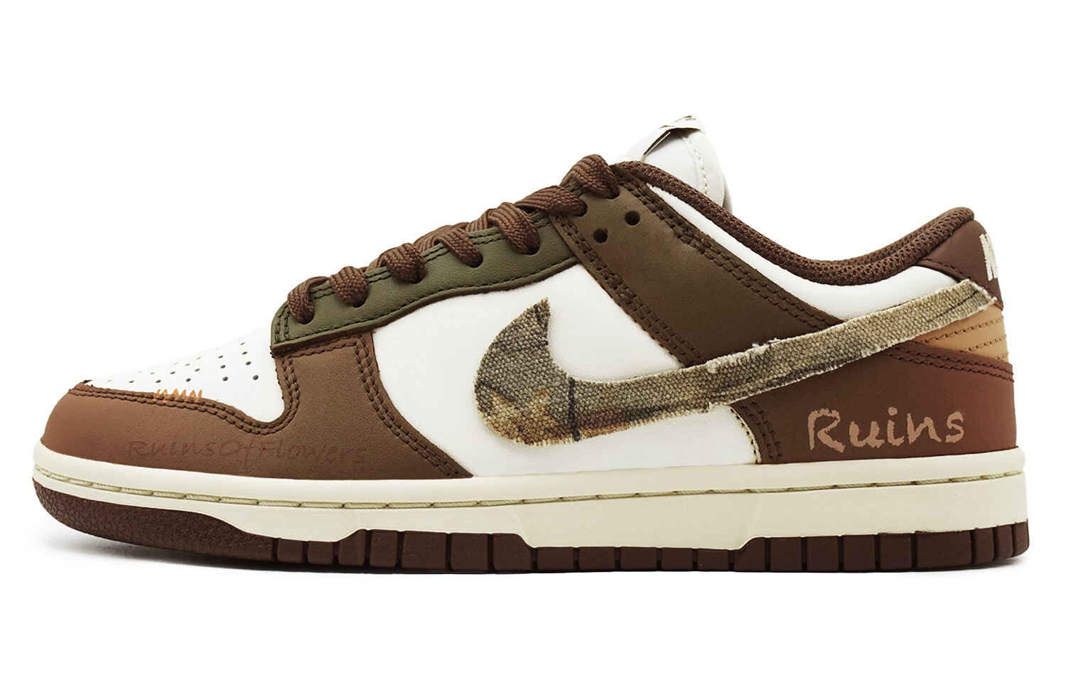 

Кроссовки Nike Dunk Skateboard Shoes Women's Low-Top Brown White, коричневый