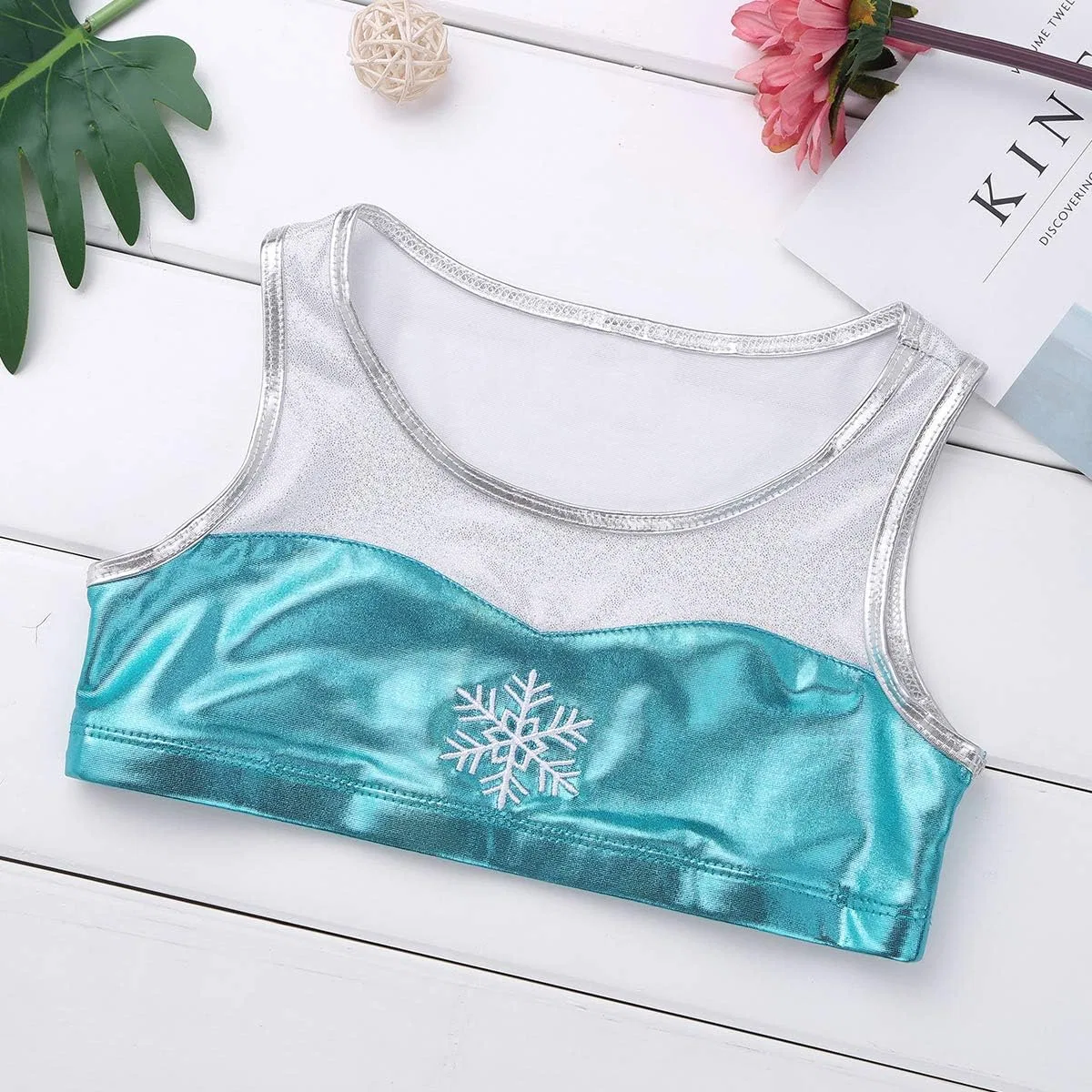 Детский спортивный костюм iiniim, блестящий топ с шортами, Lake Blue — фото 4