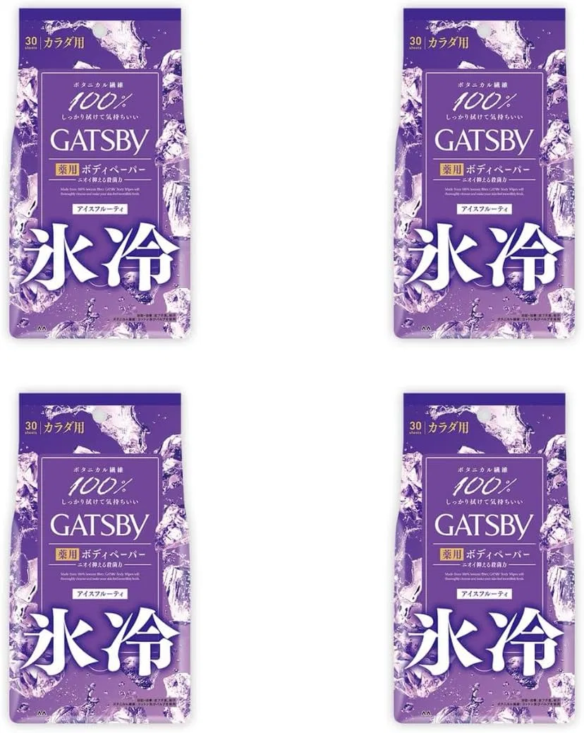 Набор дезодорирующих салфеток Gatsby Ice Deodorant Body Paper N, 30 листов x 4, освежающий аромат