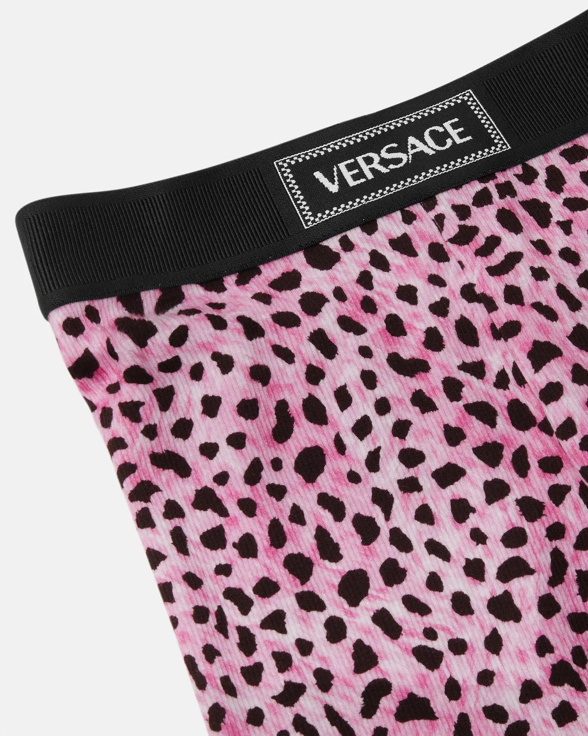 Детские леггинсы из хлопкового джерси с принтом Versace, розовый — фото 3