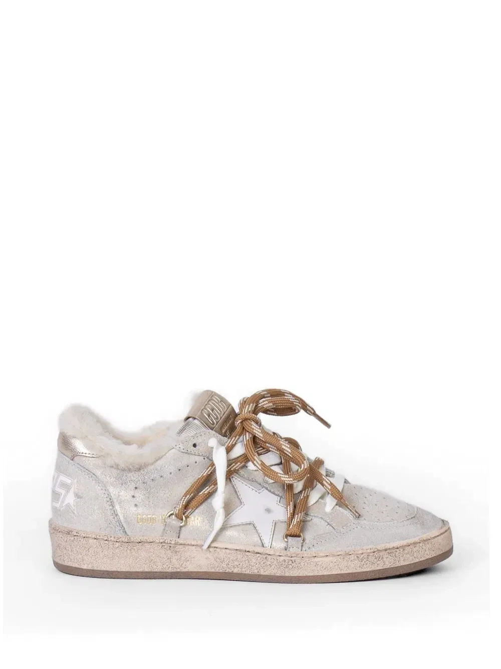 Кроссовки Ball Star с блестками GOLDEN GOOSE, бежевый