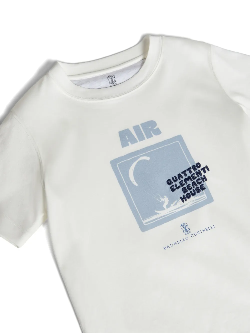 Футболка из хлопкового джерси с мотивом «air» Brunello Cucinelli Kids, белый — фото 3
