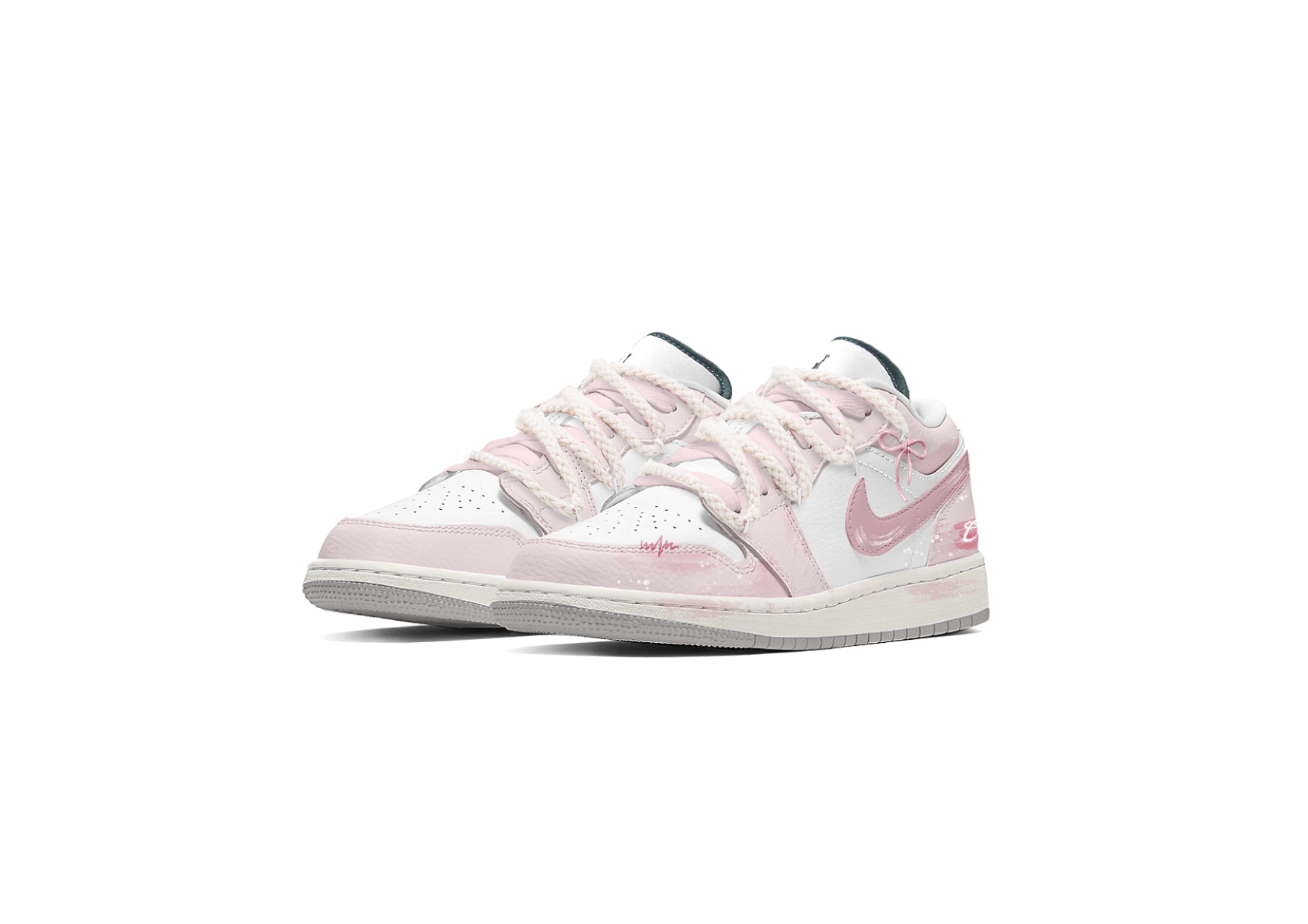 Jordan Air 1 Mizu Chi Sakura кожаные детские баскетбольные кроссовки низкие противоскользящие износостойкие pink — фото 4