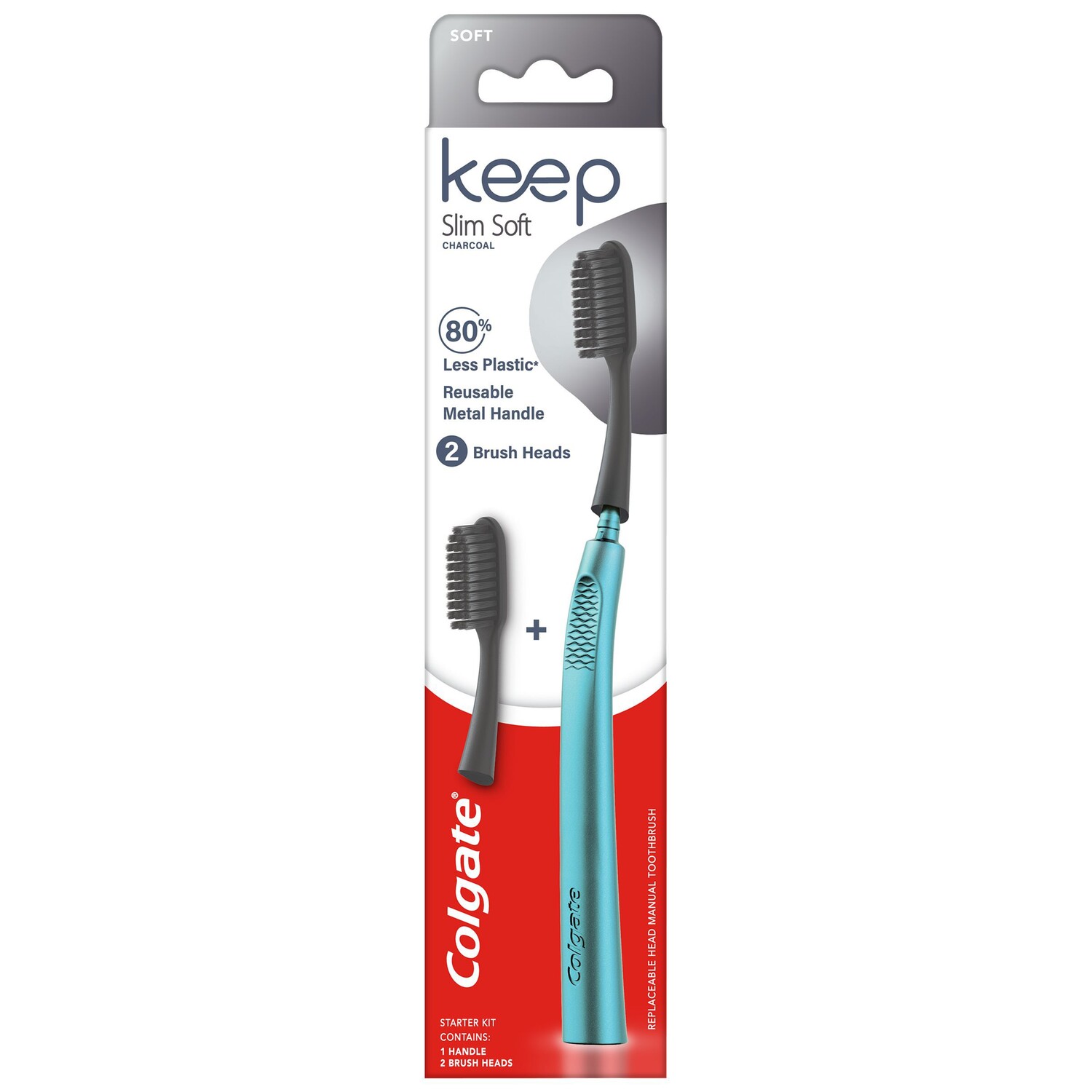 

Ручка для зубной щетки Colgate Keep Slim Soft Charcoal Starter, 2 шт