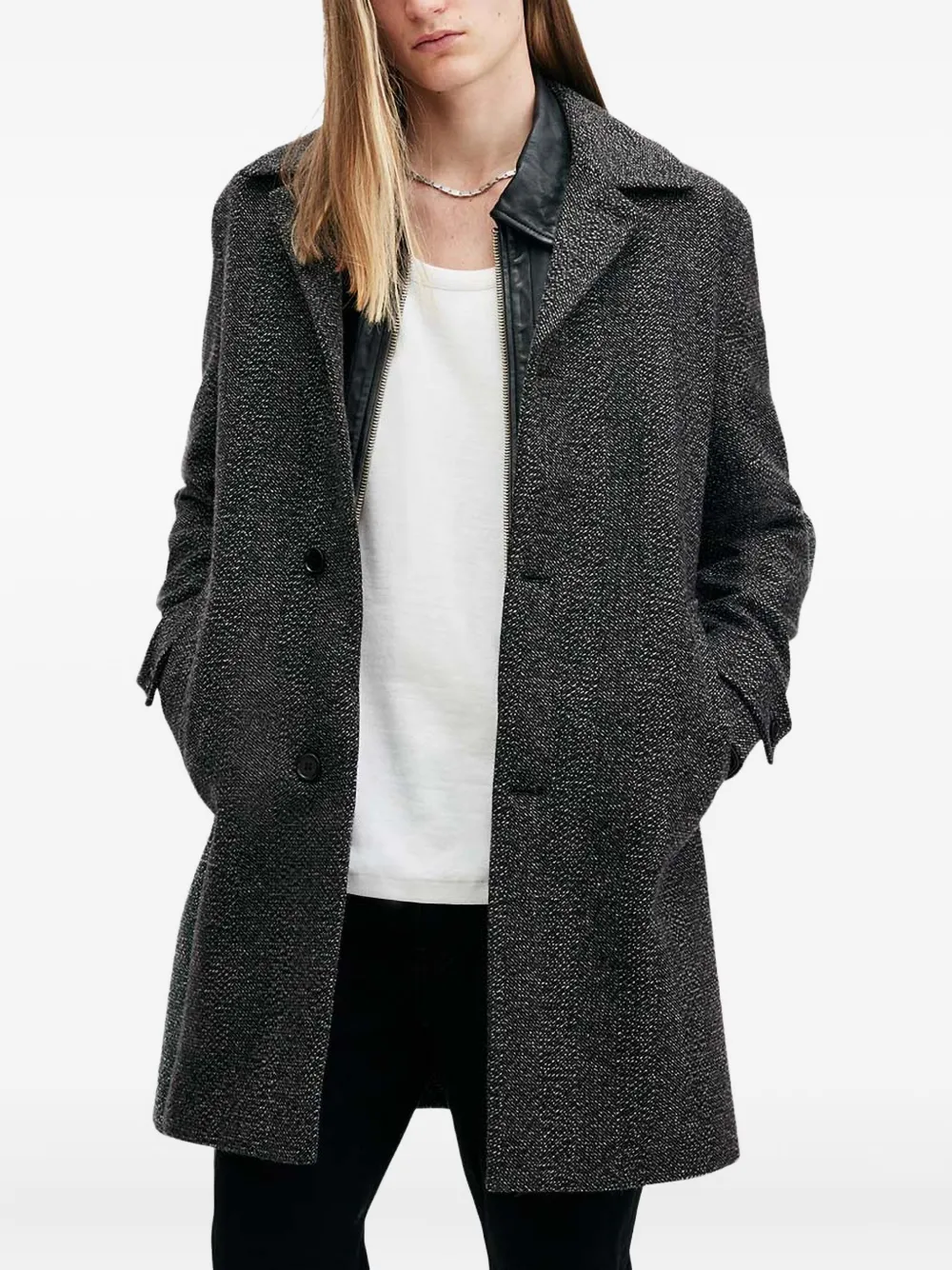 

Пальто из крапчатой ткани AllSaints, черный