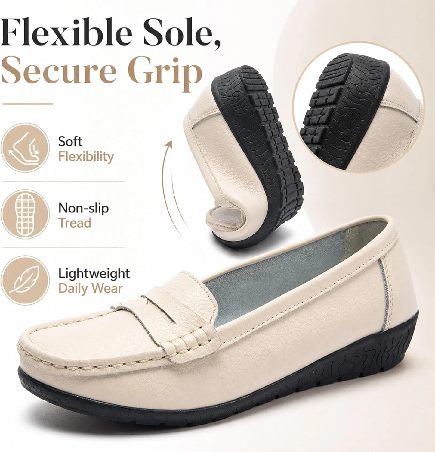 Лоферы женские ортопедические из дышащей кожи, Coffee Topmis — фото 3