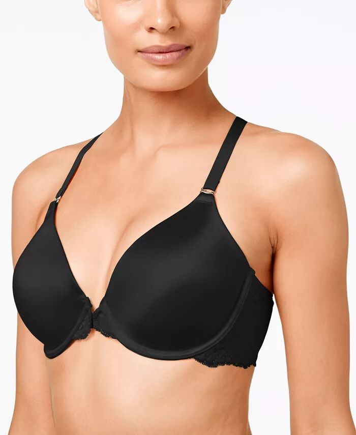 

Один Fab Fit кружевной бюстгальтер с Т-образной спинкой, с застежкой спереди, на косточках, с утягивающим эффектом 7112 Maidenform, черный