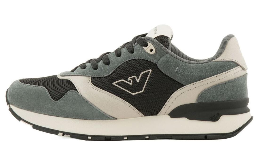 

Кроссовки EMPORIO ARMANI Logo-embroidered Panelled Sneakers, темно-зеленый