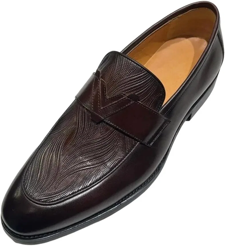 Мужские лоферы, принт, Slip On Loafers, коричневый