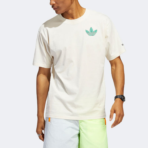 Футболка adidas originals Trefoil Leaves Back Large Logo Alphabet Printing Athleisure Casual Sports Short Sleeve Beige T-Shirt, бежевый — фото 3