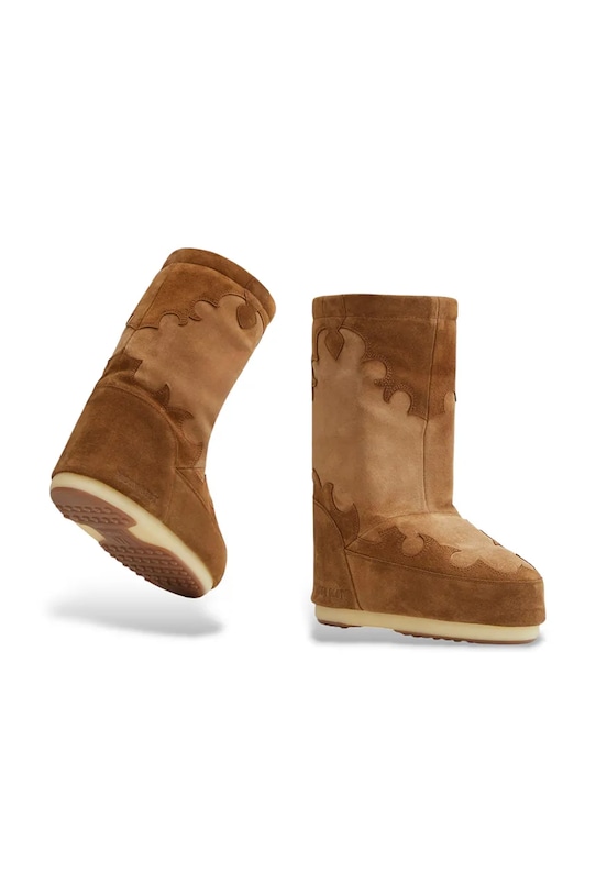 Зимние ботинки женские Moon Boot MB Icon Embroidery замшевые, коричневый — фото 3