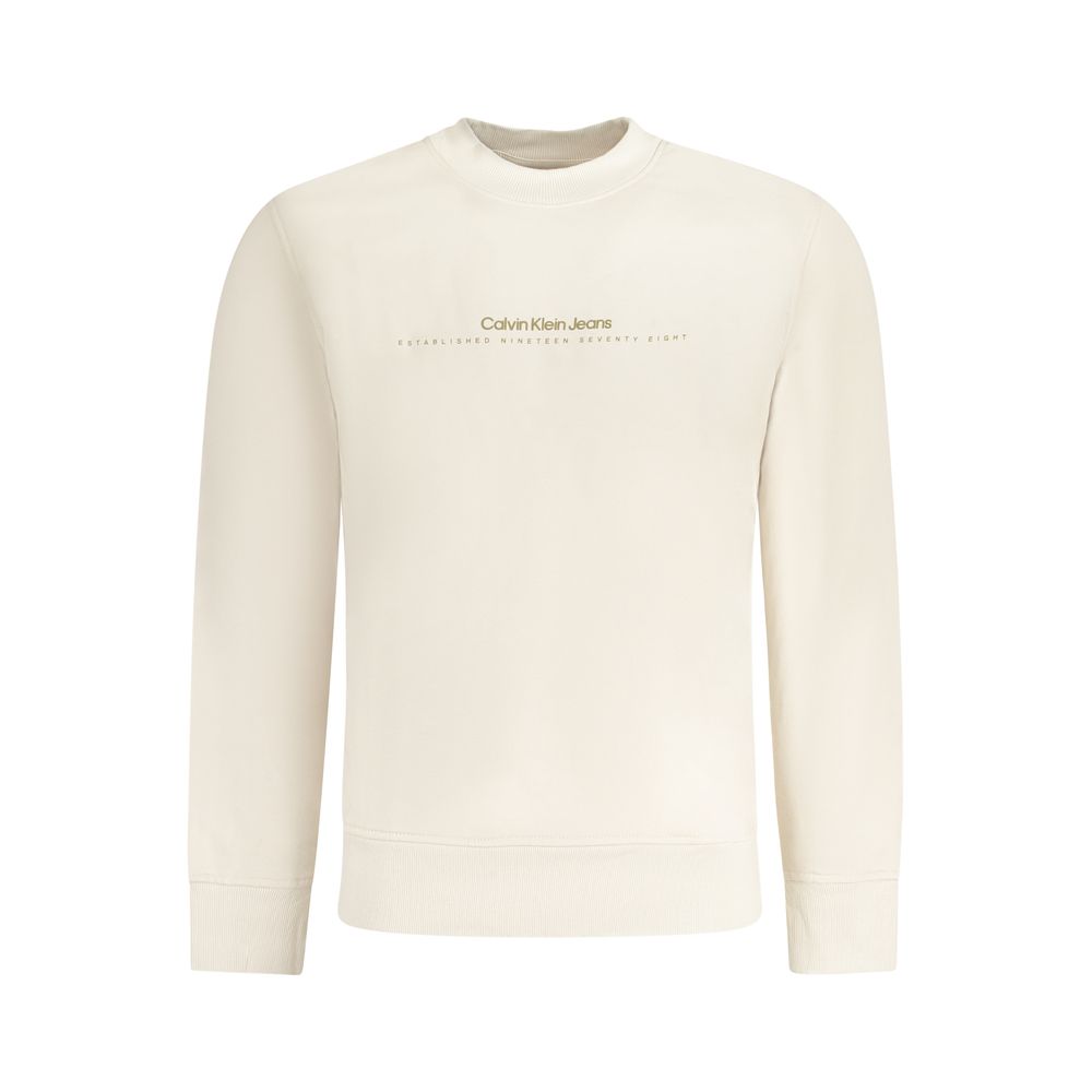 Бежевый хлопковый мужской свитер Calvin Klein