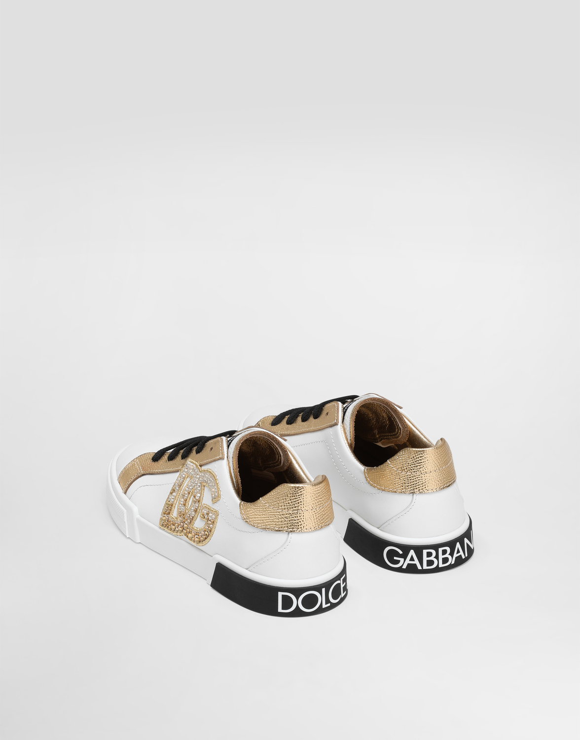 Кроссовки из телячьей наппы и ламинированной кожи Dauphine Dolce&Gabbana, белый — фото 3