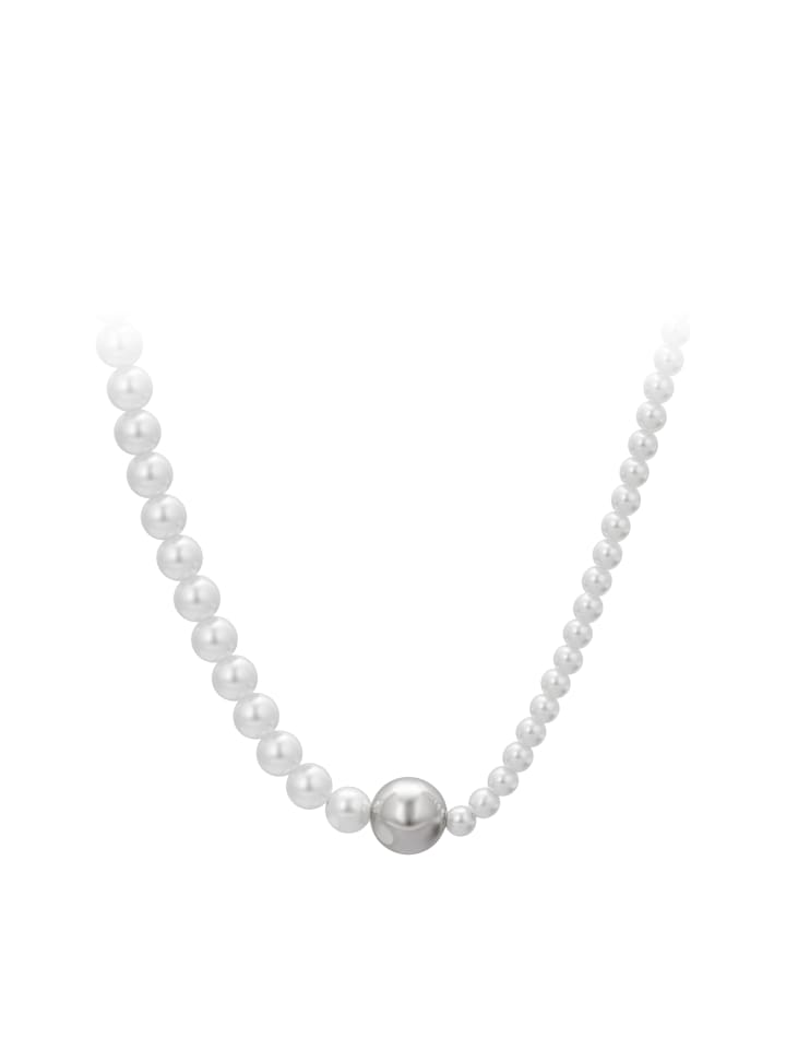 

Faina Женское колье из бусин серебристо-белого цвета