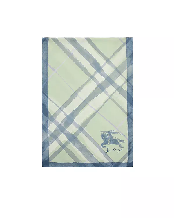 

Широкий шелковый шарф в клетку, выполненный в акварельной технике. Burberry, зеленый