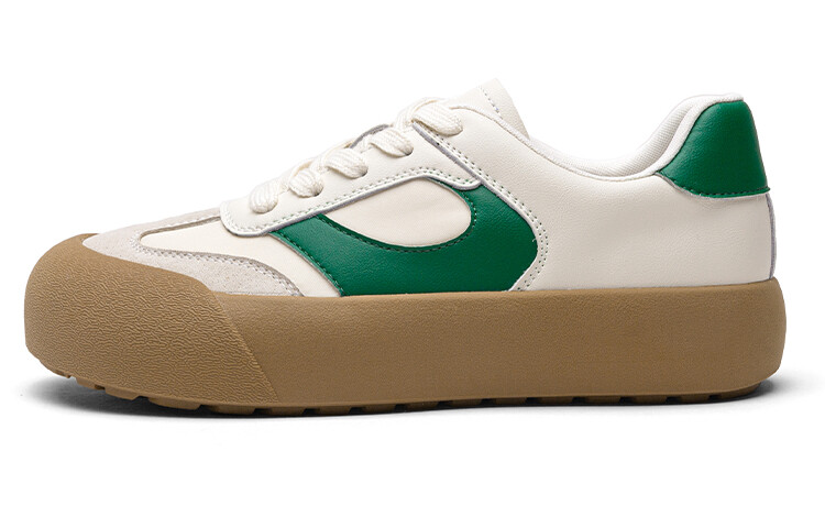 

Кеды, скейтборд обувь женская низкая Toomanyshoes, цвет Beige + green