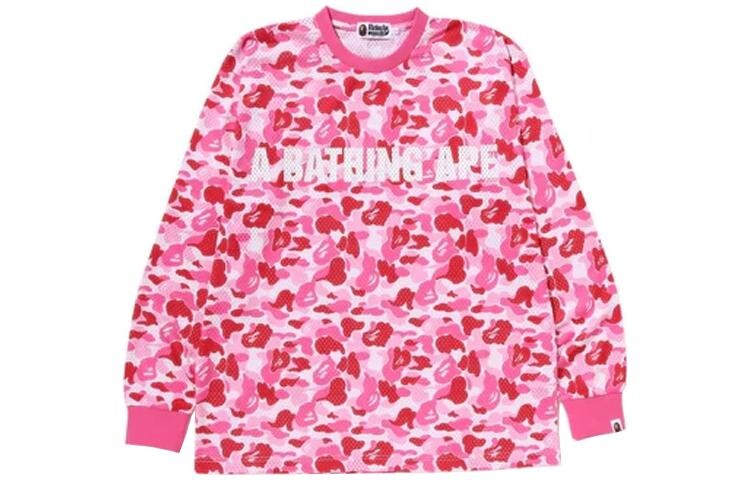 Футболка свободного кроя BAPE ABC Camo Mesh с длинным рукавом A Bathing Ape, цвет Peach — фото 3