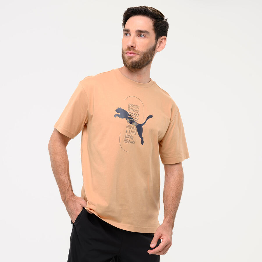 

PUMA Мужская хлопковая футболка - коричневого цвета