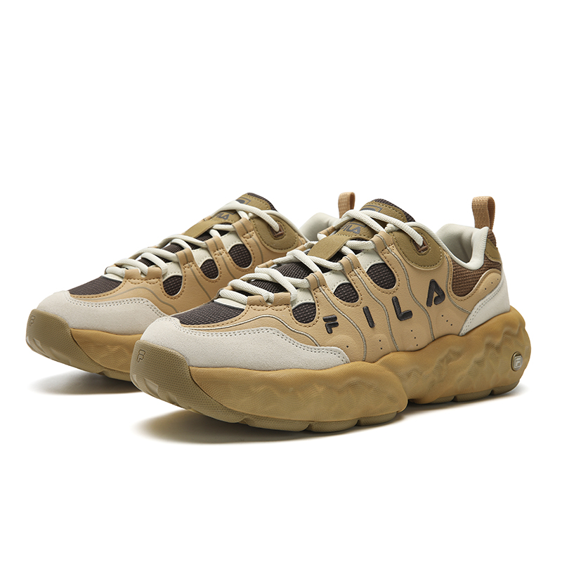 FILA Мужские повседневные кроссовки Low top с технологией MUFFIN Cushioning, устойчивые к истиранию, дышащие, легкие, цвет Brown White — фото 4