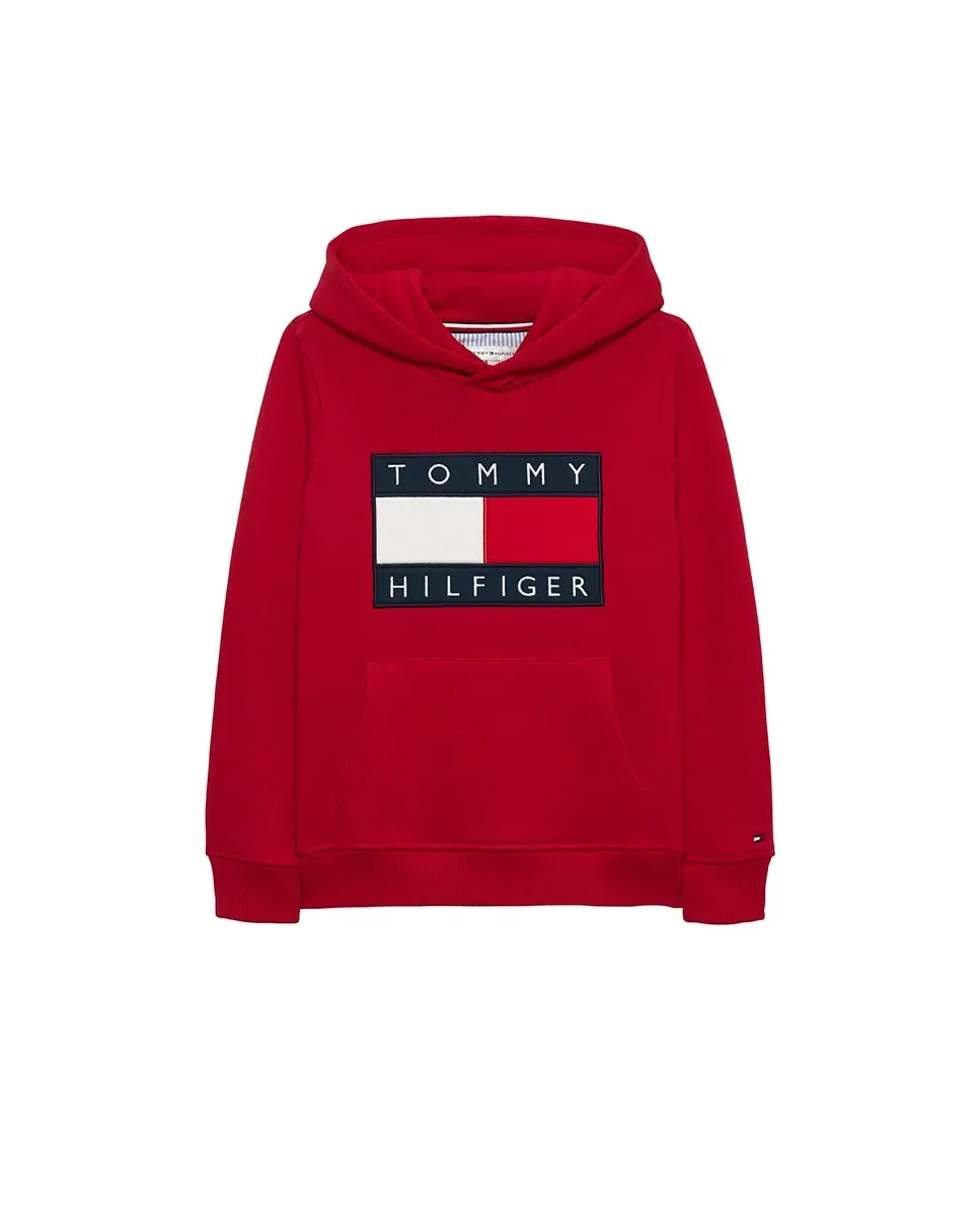 Толстовка для мальчика с капюшоном и логотипом флага Tommy Hilfiger, красный