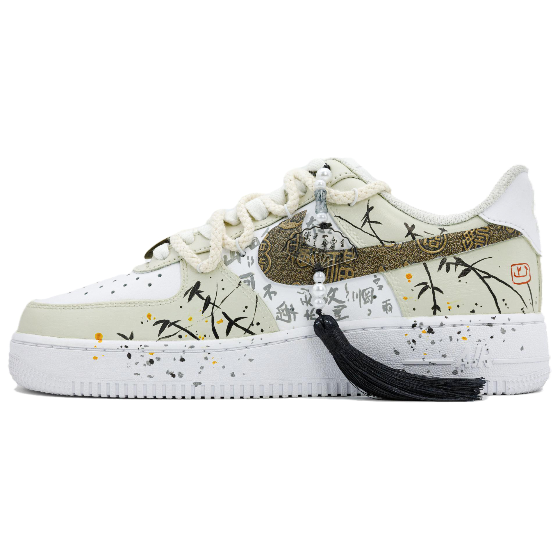 

Nike Кроссовки для скейтбординга Air Force 1 Ink Bamboo, износостойкие, низкие, белые, мужские
