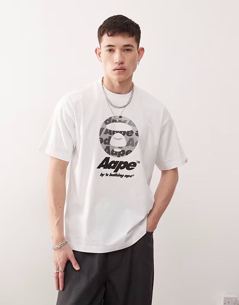 

Футболка с логотипом Aape by A Bathing Ape белого цвета AAPE BY A BATHING APE