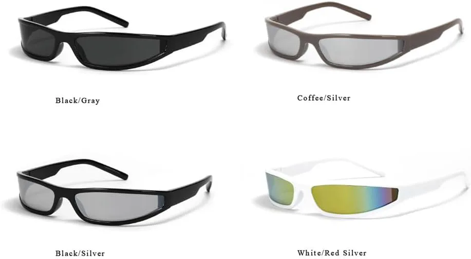 

Женские солнцезащитные очки в узкой прямоугольной оправе, в стиле стритстайл, модные винтажные спортивные солнцезащитные очки для женщин HYYZZC, Black Silver