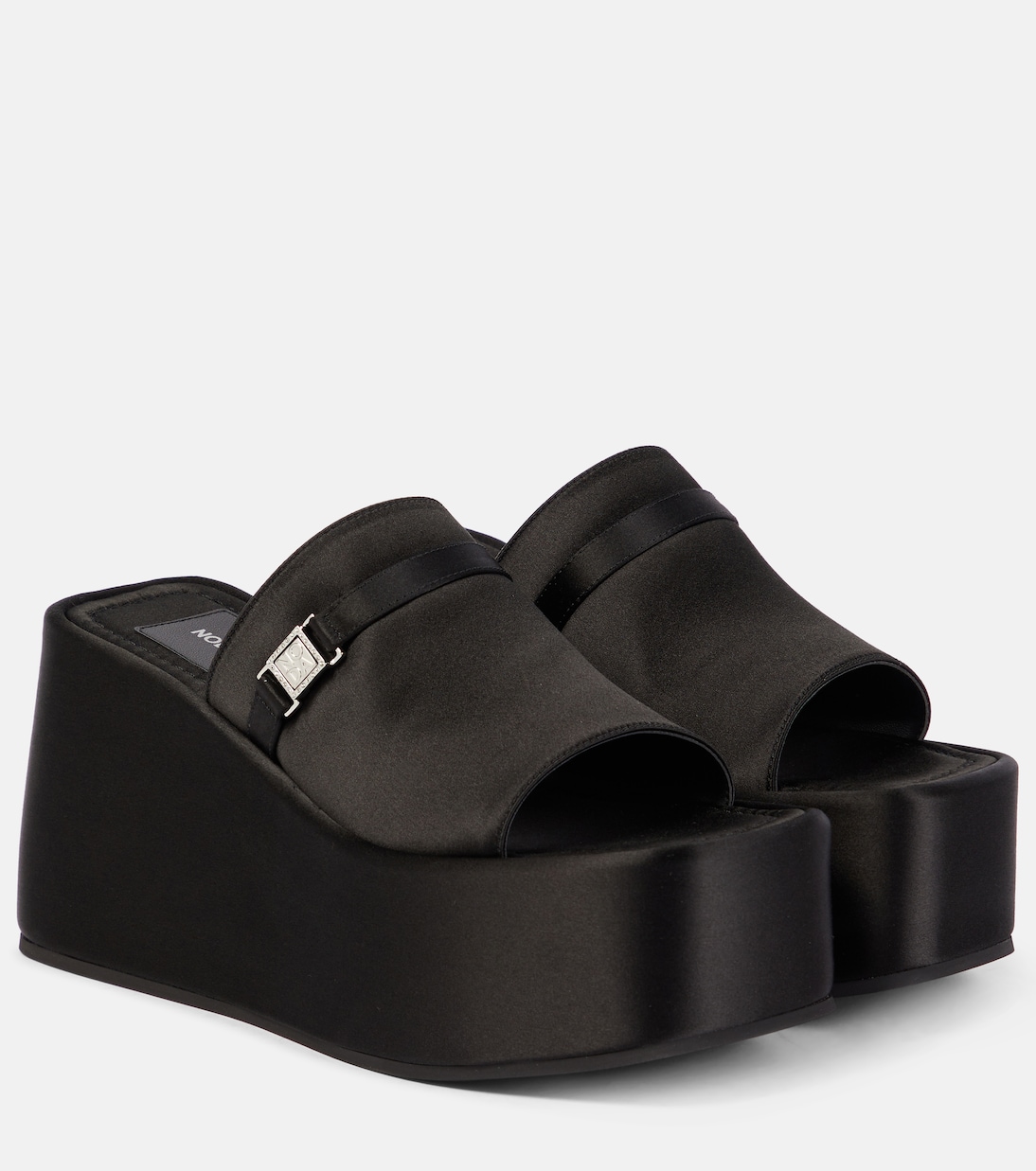 Атласные шлепанцы на платформе Bulla Yelena Nodaleto, Black Satin