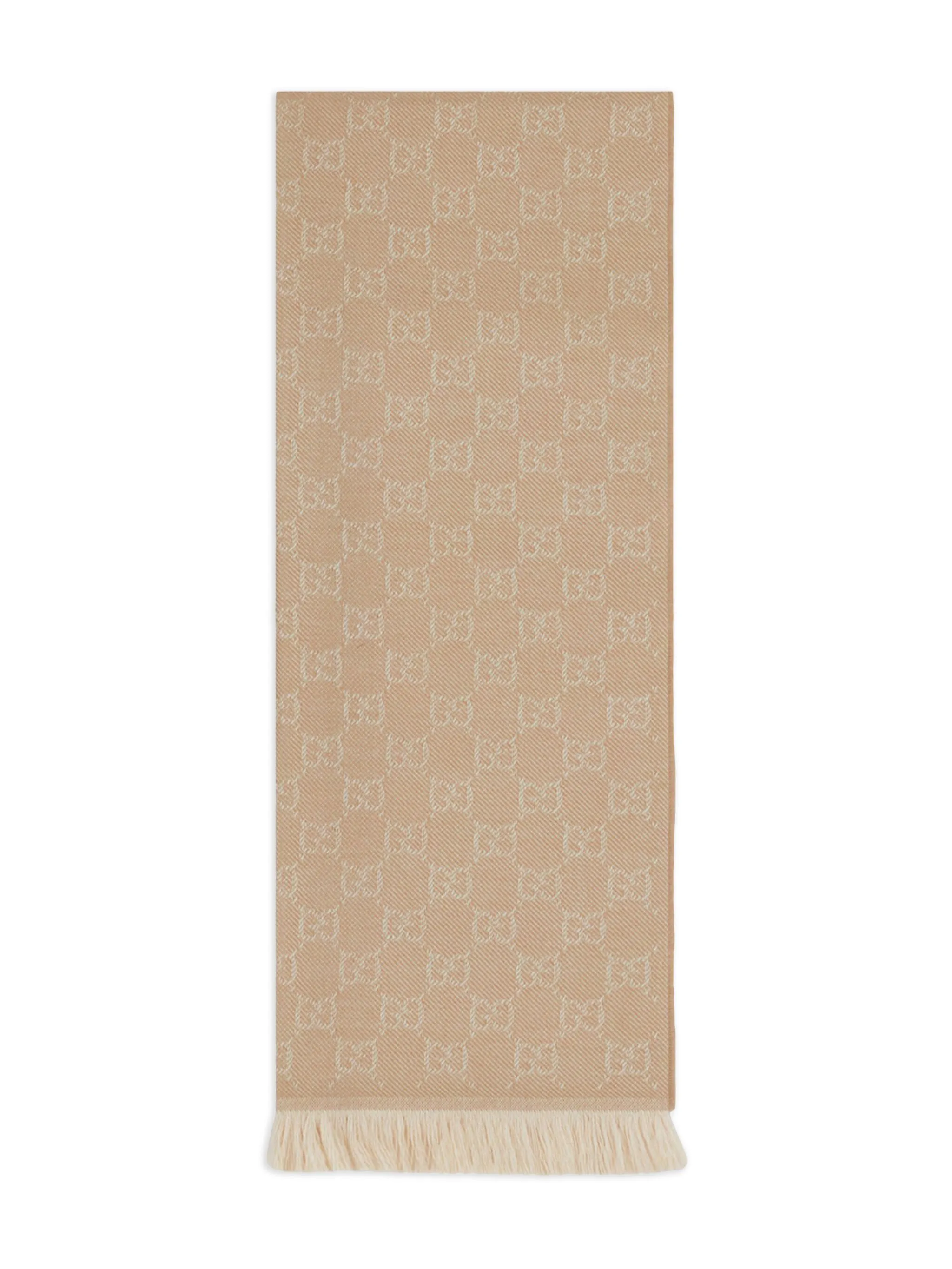 

Шерстяной шарф с логотипом GG Gucci, бежево-коричневый