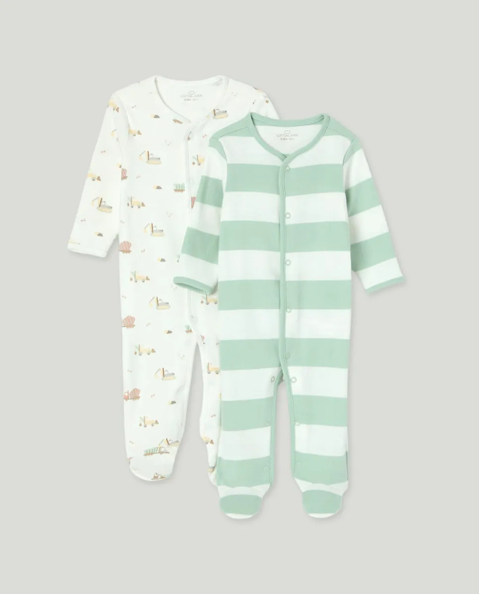 

Набор из 2 длинных вязанных слипов с фантазийным принтом для мальчика Cotton Juice, зеленый